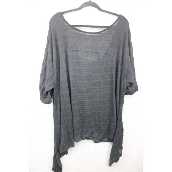 Lane Bryant Semi-Sheer Rhinestone Blouse-Size 26/28-Asymmetrical Hem-Scoop Neck - Picture 5 of 6